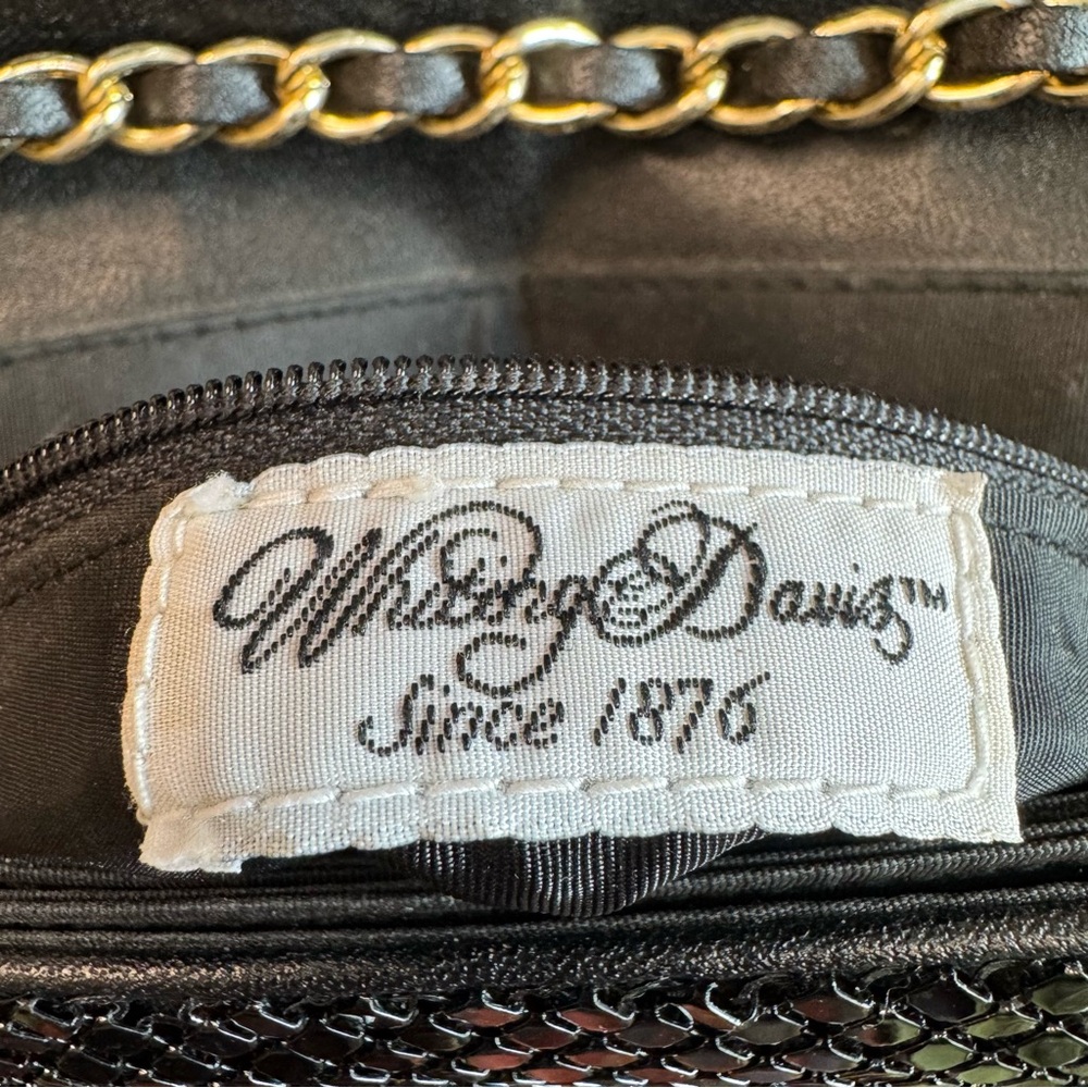 Whiting & Davis Black Mesh Women’s Crossbody Shoulder Bag With Chain Strap - Picture 11 of 16